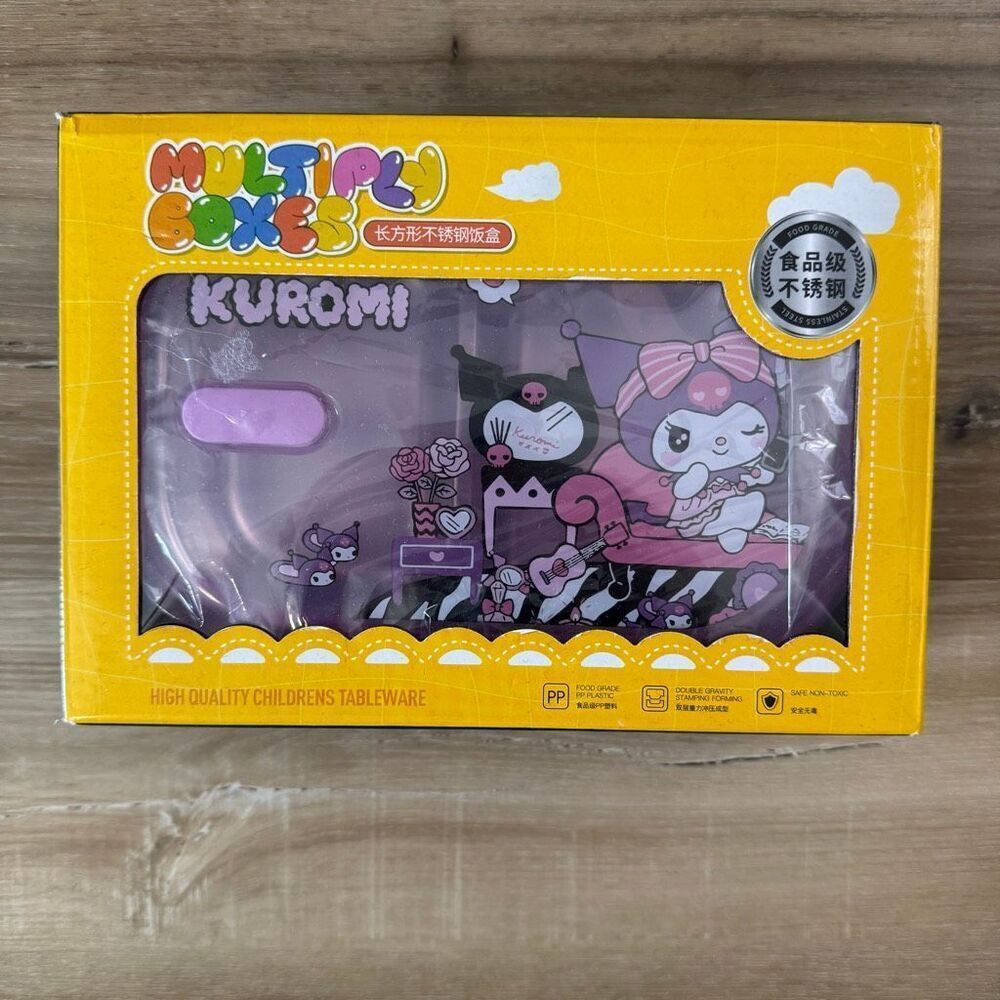 New Sanrio Kuromi Two Layer Bento Style Lunch Box Japanese Cute Kawaii Anime